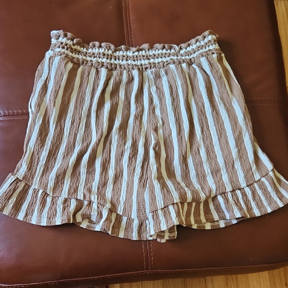 2Sable Brown and Cream Textured Shorts